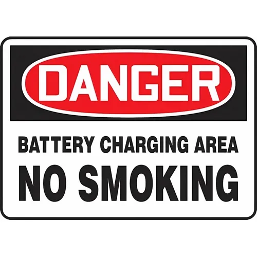 Accuform MCHL201VS 7"" x 10"" Adhesive Vinyl OSHA Danger Smoking Control Sign ""Battery Charging Area No Smoking""