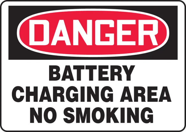 Accuform MCHL220XT OSHA Danger Safety Sign: Battery Charging Area - No Smoking