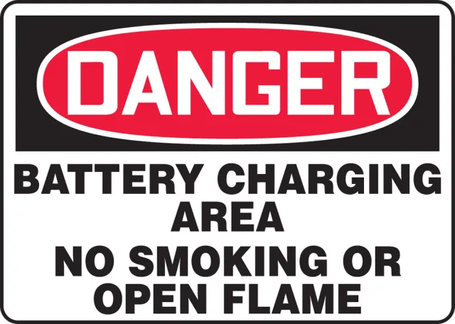 Accuform MCHL265XP OSHA Danger Safety Sign: Battery Charging Area No Smoking Or Open Flame