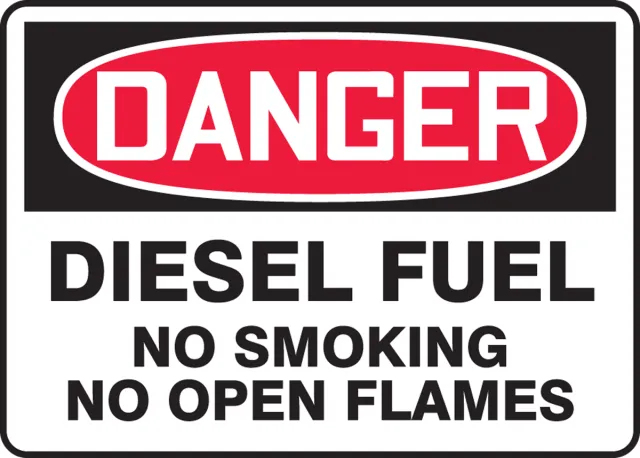 Accuform MCHL270XL OSHA Danger Safety Sign: Diesel Fuel - No Smoking - No Open Flames