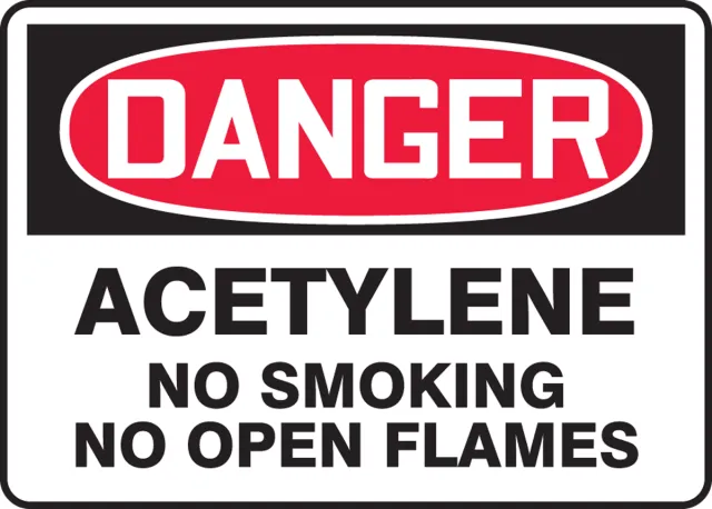 Accuform MCHL271VA OSHA Danger Safety Sign: Acetylene - No Smoking - No Open Flames