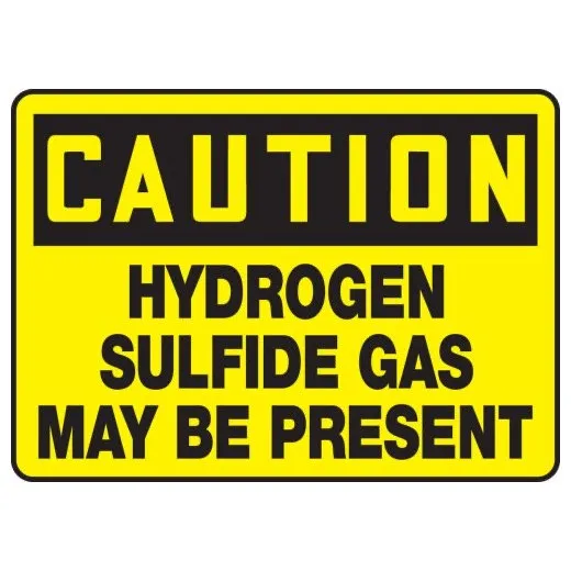 Accuform MCHL601XT 7"" x 10"" OSHA Caution Safety Sign: Hydrogen Sulfide Gas May Be Present, Dura-Plastic