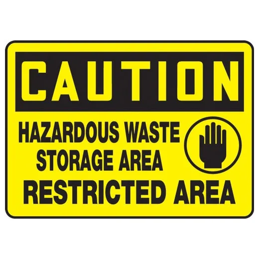 Accuform MCHL616XL 10"" x 14"" OSHA Caution Safety Sign: Hazardous Waste Storage Area Restricted Area, Aluma-Lite