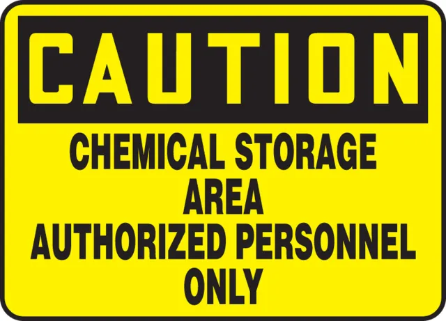 Accuform MCHL626XP OSHA Caution Safety Sign: Chemical Storage Area Authorized Personnel Only
