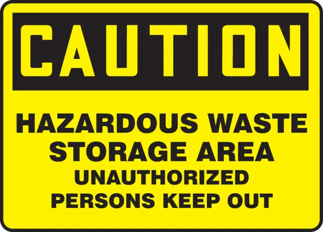 Accuform MCHL678VP OSHA Caution Safety Sign: Hazardous Waste Storage Area Unauthorized Persons Keep Out