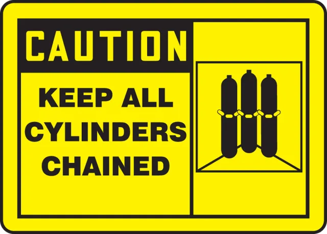 Accuform MCPG602XT OSHA Caution Safety Sign: Keep All Cylinders Chained (Graphic)
