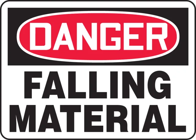 Accuform MCRT008XL OSHA Danger Safety Sign: Falling Material