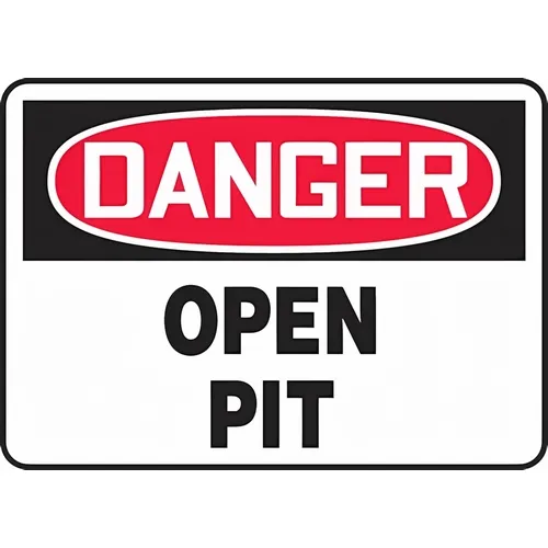 Accuform MCRT030XT 14"" x 20"" Dura-Plastic Danger Safety Sign ""Open Pit""