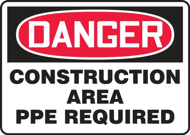 Accuform MCRT034XL OSHA Danger Safety Sign: Construction Area - PPE Required