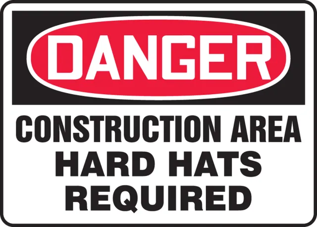 Accuform MCRT109VS OSHA Danger Safety Sign: Construction Area - Hard Hats Required