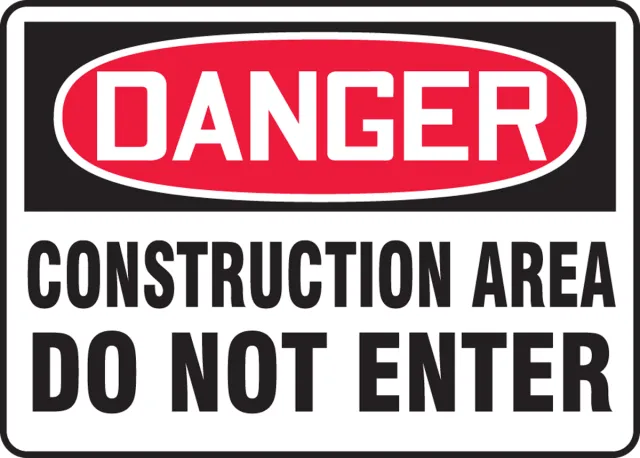 Accuform MCRT128XP OSHA Danger Safety Sign: Construction Area - Do Not Enter