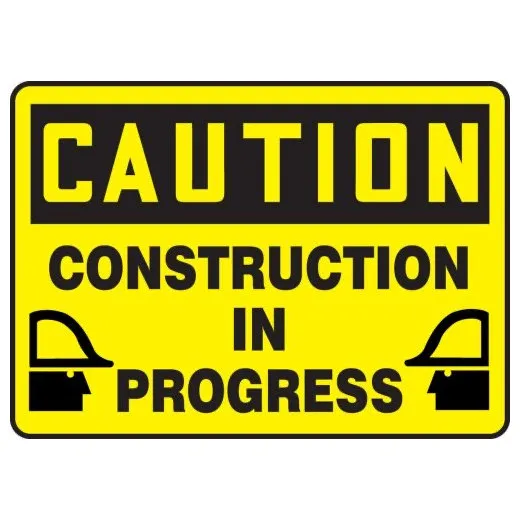 Accuform MCRT613VA 10"" x 14"" OSHA Caution Safety Sign: Construction In Progress, Aluminum