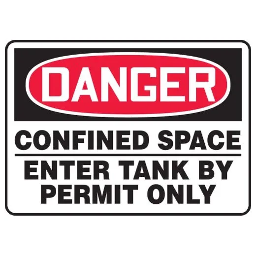 Accuform MCSP029VA 10"" x 14"" OSHA Danger Safety Sign: Confined Space - Enter Tank By Permit Only, Aluminum