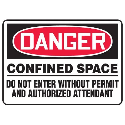 Accuform MCSP030XT 10"" x 14"" OSHA Danger Safety Sign: Confined Space - Do Not Enter Without Permit And Authorized Attendant, Dura-Plastic