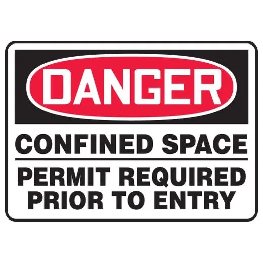 Accuform MCSP031VP 10"" x 14"" OSHA Danger Safety Sign: Confined Space - Permit Required Prior To Entry, Plastic