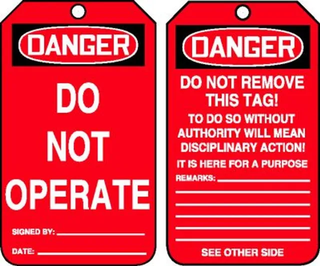 Accuform MDGT211PTM OSHA Danger Safety Tag: Do Not Operate