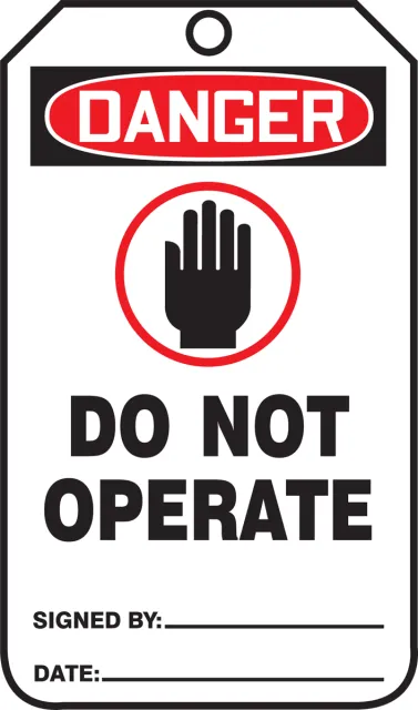 Safety Tags, DANGER DO NOT OPERATE, 5.75in x 3.25in, RP-Plastic, 5PK