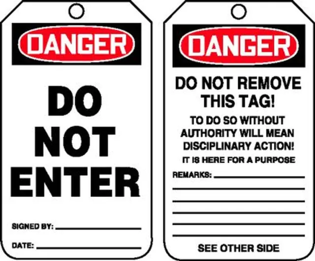 Accuform MDT164LTM OSHA Danger Safety Tag: Do Not Enter