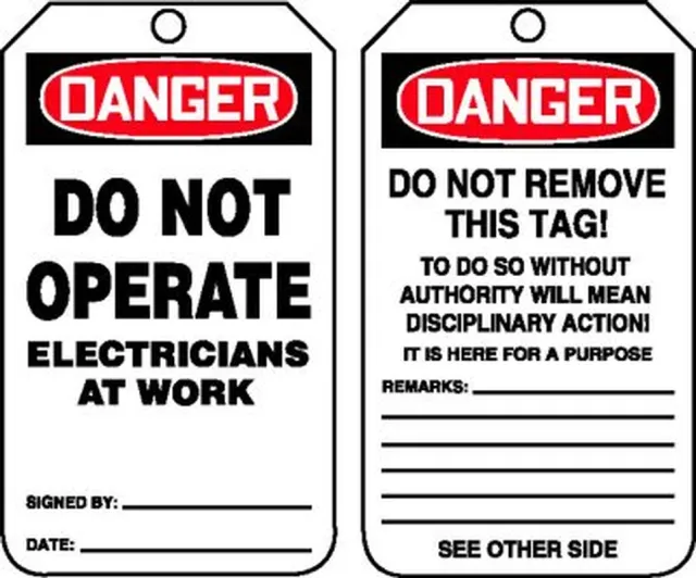 Accuform MDT166PTM OSHA Danger Safety Tag: Do Not Operate - Electricians At Work