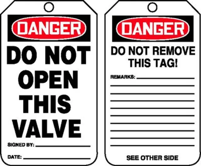 Accuform MDT188CTP OSHA Danger Safety Tag: Do Not Open This Valve