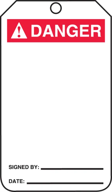 Danger, RP-Plastic, 2-1/8 in Width, 3/8 in Height, ,25 PK
