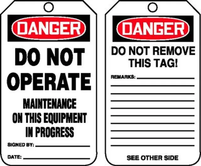 Accuform MDT208CTP OSHA Danger Safety Tag: Do Not Operate - Maintenance On This Equipment In Progress