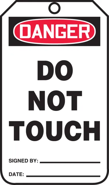 Safety Tags, DANGER DO NOT TOUCH, 5.75in x 3.25in, RP-Plastic, 25PK