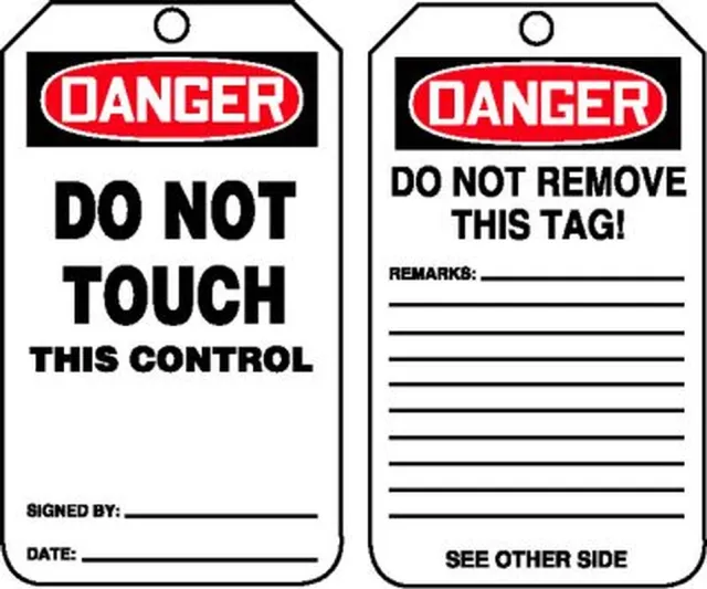 Accuform MDT211PTM OSHA Danger Safety Tag: Do Not Touch This Control