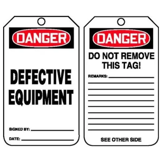 Accuform MDT229PTM OSHA Danger Safety Tag: Defective Equipment