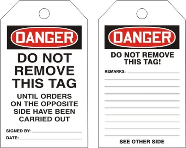 Accuform MDT235CTP OSHA Danger Safety Tag: Do Not Remove This Tag Until Orders On The Opposite Side Have Been Carried Out