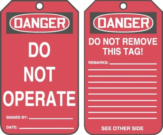Accuform MDT250LTM OSHA Danger Safety Tag: Do Not Operate