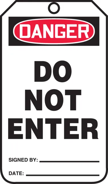 Safety Tags, DANGER DO NOT ENTER, 8.5inx 3.875in, PF-Cardstock, 25PK