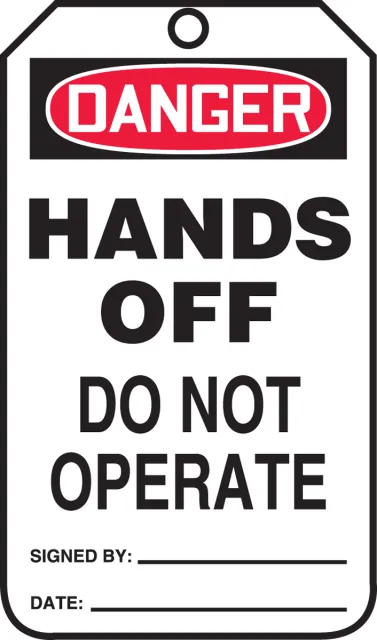 Accuform MDT280PTM OSHA Danger Safety Tag: Hands Off - Do Not Operate
