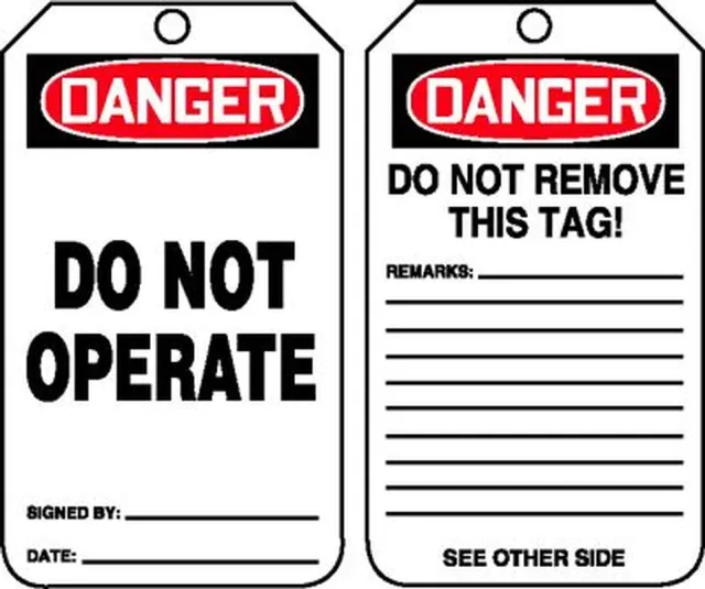 Accuform MDT287PTP Jumbo OSHA Danger Safety Tag: Do Not Operate