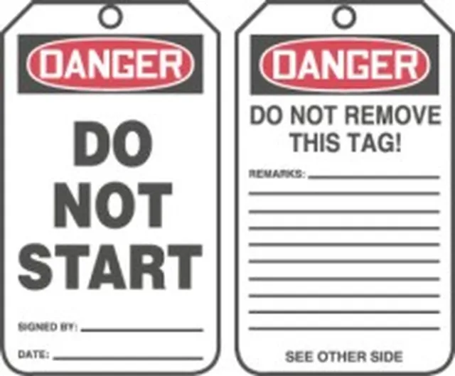 Accuform MDT289CTP OSHA Danger Safety Tag: Do Not Start