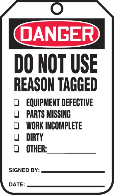 Safety Tags, DANGER DO NOT USE, 8.5inx 3.875in, RP-Plastic, 25PK