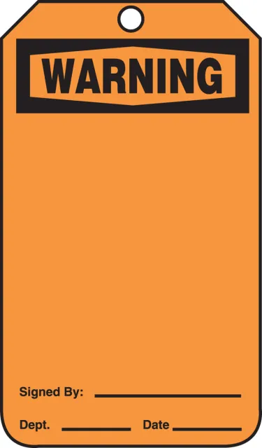 Safety Tags, WARNING BLANK/DO NOT REMOVE, 8.5inx 3.875in, RP-Plastic, 25PK
