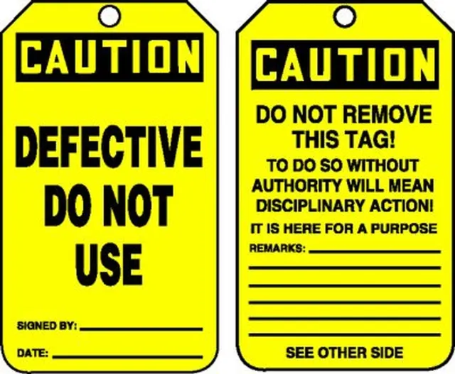 Accuform MDT603PTM OSHA Caution Safety Tag: Defective - Do Not Use