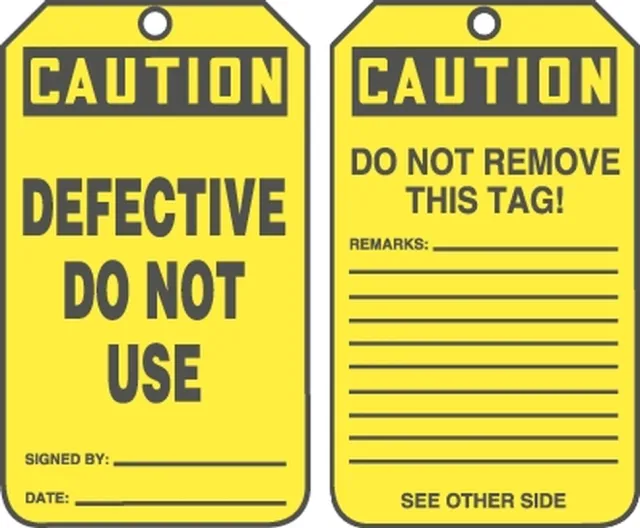 Accuform MDT614PTM OSHA Caution Safety Tag: Defective - Do Not Use