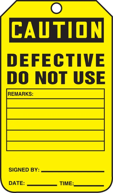 Accuform MDT622CTP OSHA Caution Safety Tag: Defective Do Not Use