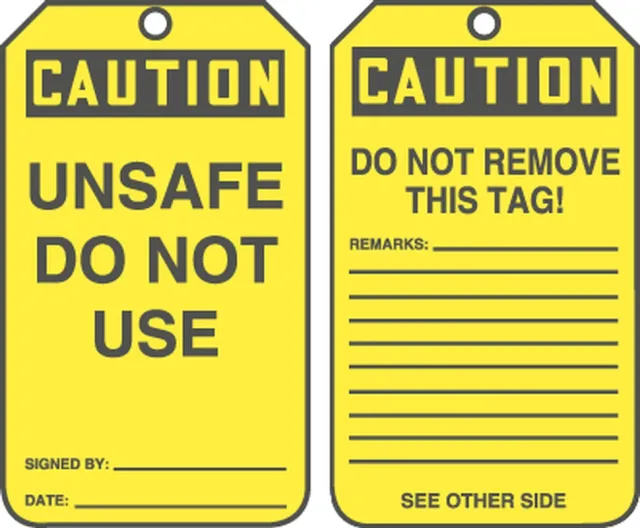 Accuform MDT626PTM OSHA Caution Safety Tag: Unsafe - Do not Use