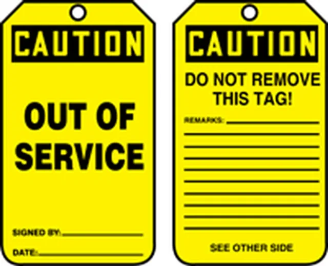 Accuform MDT652PTM OSHA Caution Safety Tag: Out of Service