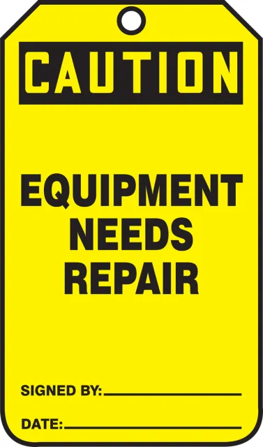Accuform MDT656CTP OSHA Caution Safety Tag: Equipment Needs Repair