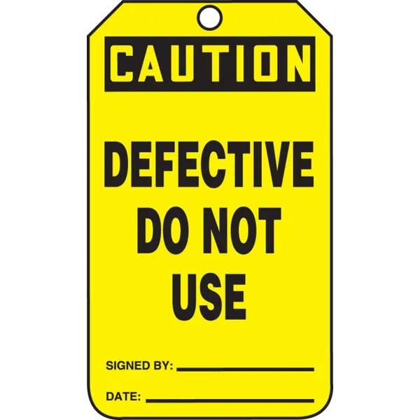 Accuform MDT688CTP OSHA Caution Jumbo Safety Tag: Defective - Do Not Use