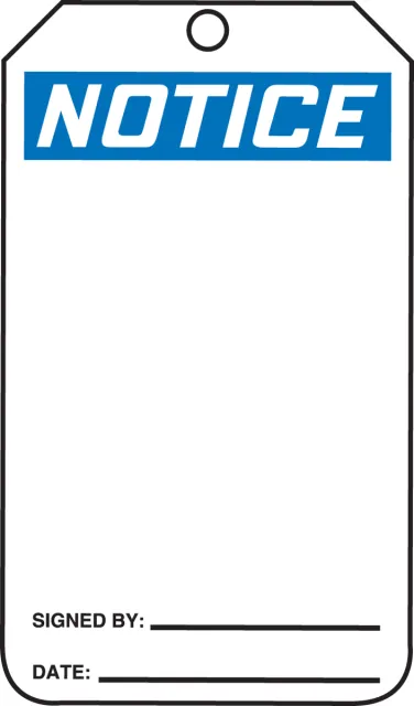 Safety Tags, NOTICE BLANK/DO NOT REMOVE, 8.5inx 3.875in, RP-Plastic, 25PK