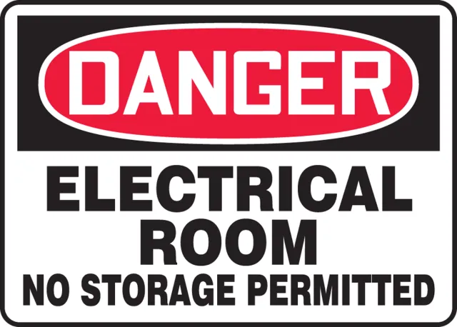 Accuform MELC006XP OSHA Danger Safety Sign: Electrical Room - No Storage Permitted