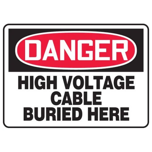 Accuform MELC032VA 10"" x 14"" OSHA Danger Safety Sign: High Voltage Cable Buried Here, Aluminum