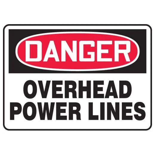 Accuform MELC054XT 10"" x 14"" OSHA Danger Safety Sign: Overhead Power Lines, Dura-Plastic