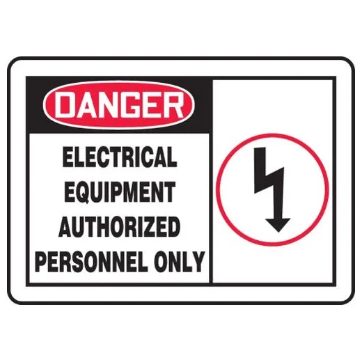 Accuform MELC055VA 7"" x 10"" OSHA Danger Safety Sign: Electrical Equipment - Authorized Personnel Only, Aluminum