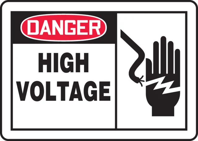 Accuform MELC079XV OSHA Danger Safety Sign: High Voltage With Graphic